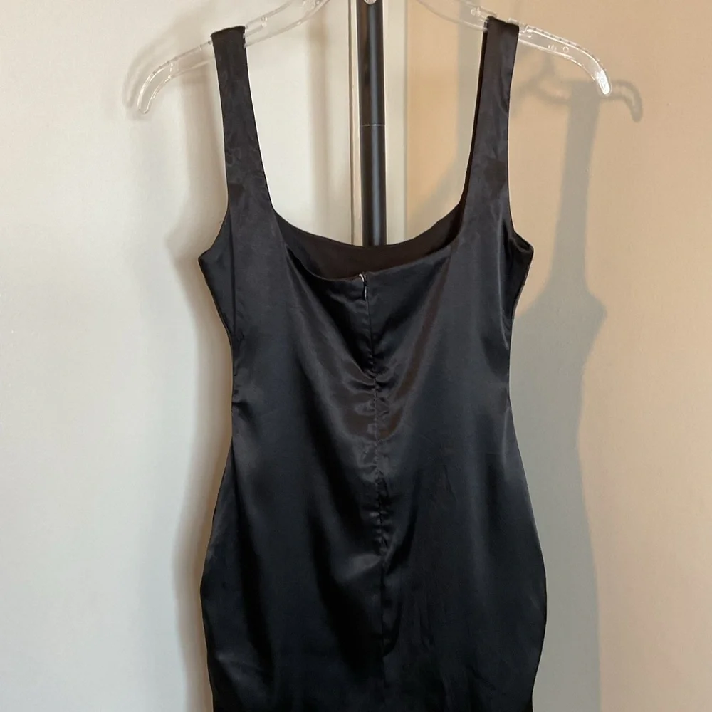 Source Unknown Black Bodycon Mini Dress Square Neck Sleeveless - Picture 7 of 8